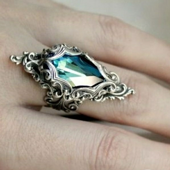 Aquarmarine sterling silver ring - Picture 1 of 5